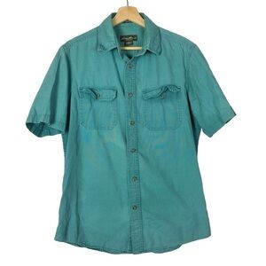 Eddie Bauer Classic Fit Teal Blue Short Sleeve Button Down S